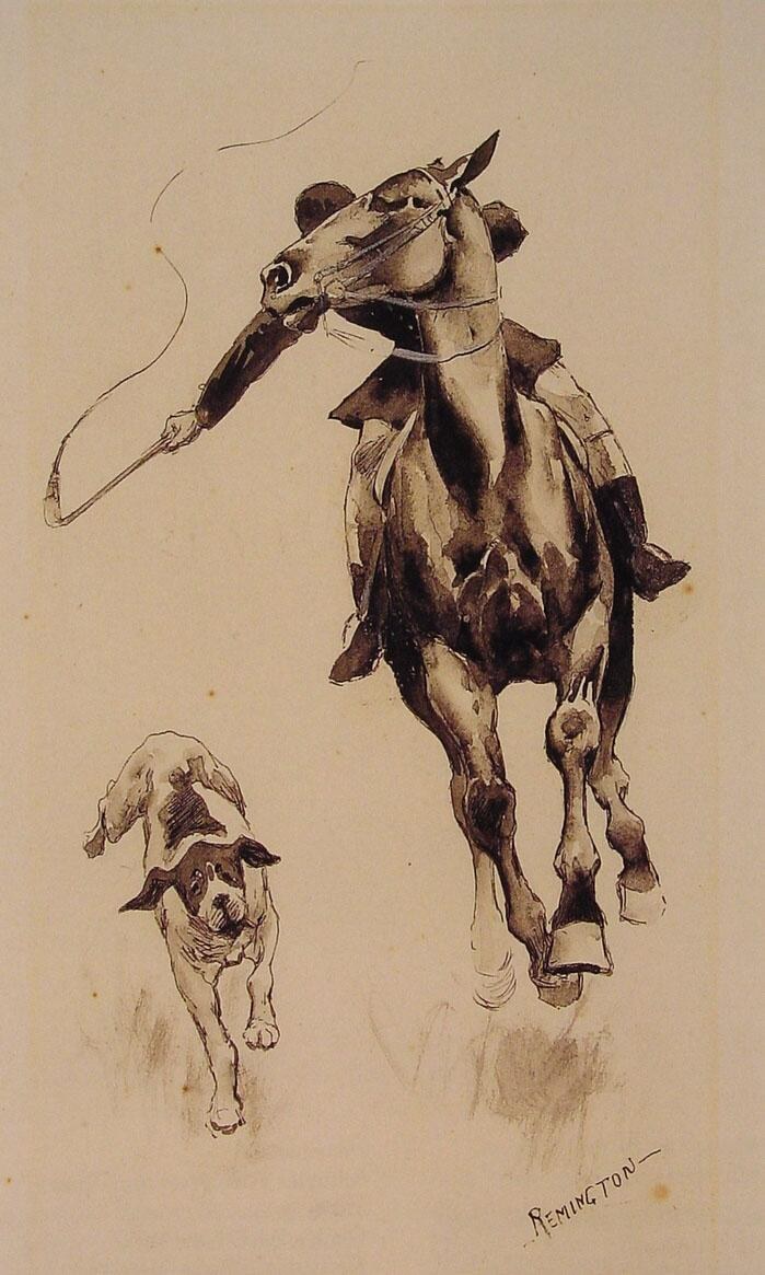 Frederic Remington Whipping in a Straggler
